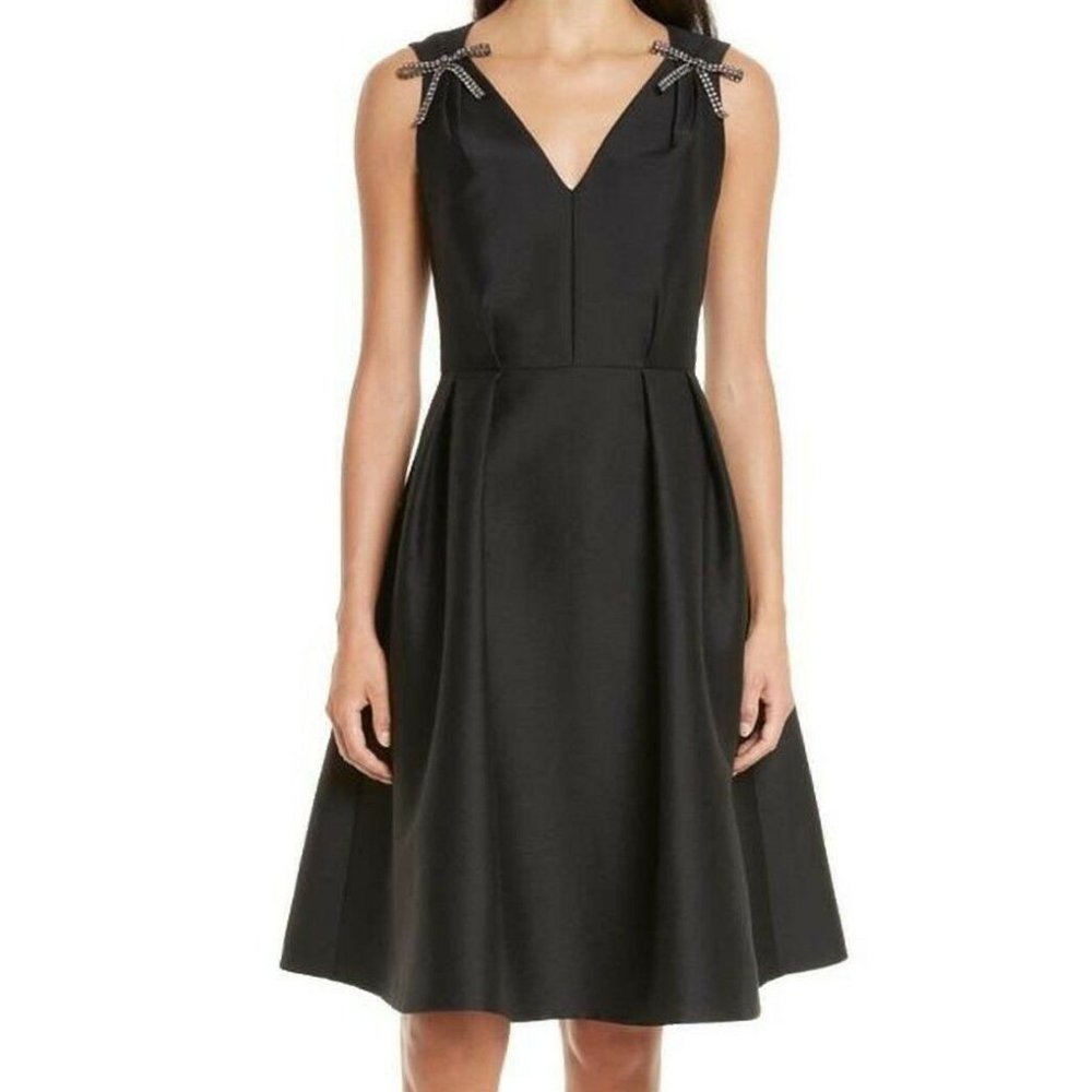 Kate Spade Black Bow Embellished Formal Dress 00 - Picture 1 of 4